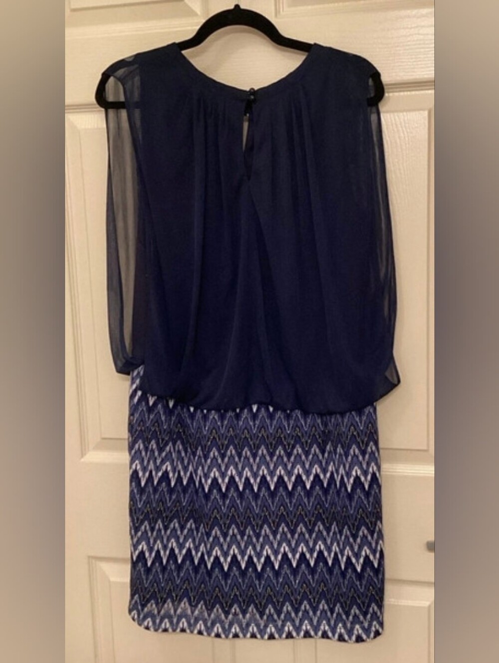 Chiffon Top Navy Maxi Skirt with Chevron Print